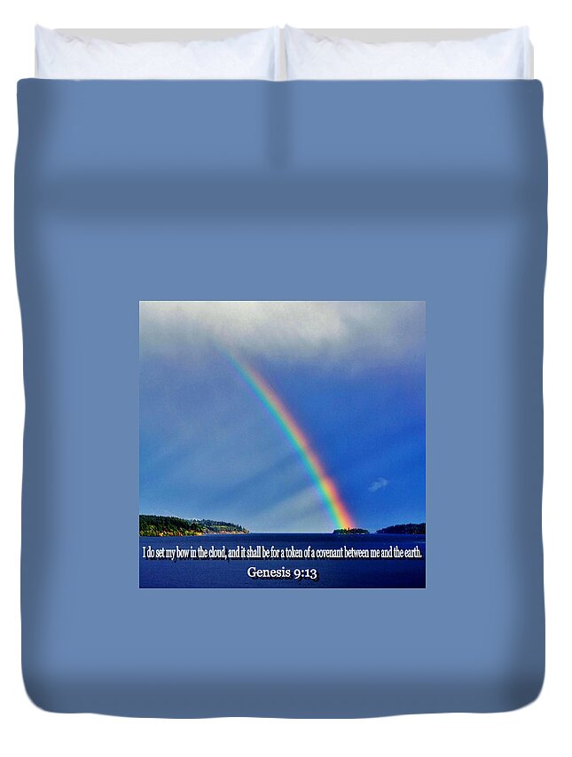 Noah Duvet Cover featuring the photograph God's Covenant by Benjamin Yeager
