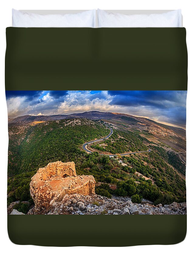 Castle Duvet Cover featuring the photograph Golan Heights by Alexey Stiop