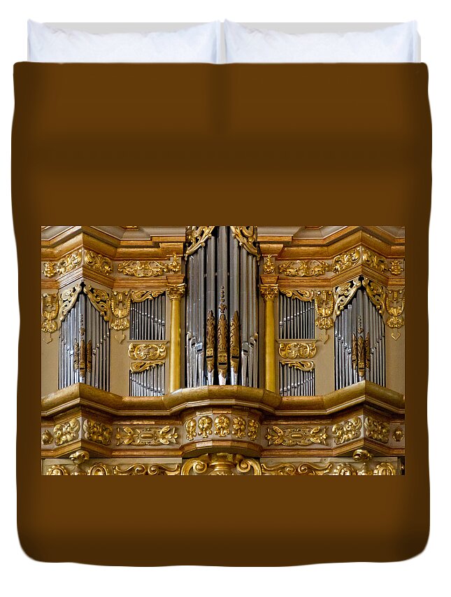 Organ Duvet Cover featuring the photograph Gold and silver by Jenny Setchell