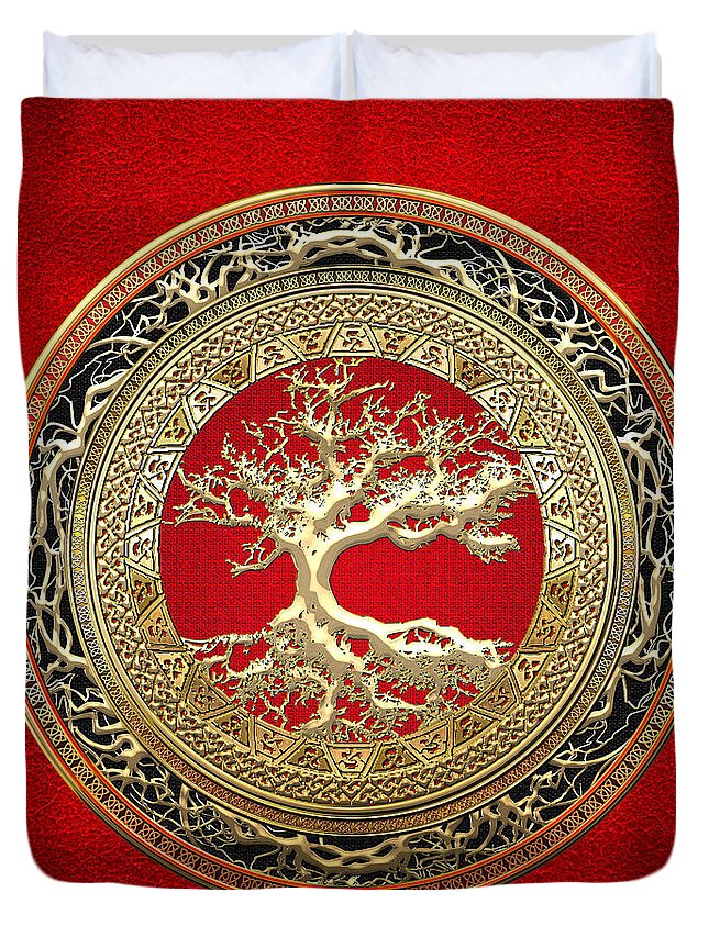 Golden Celtic Tree Of Life Duvet Cover For Sale By Serge Averbukh