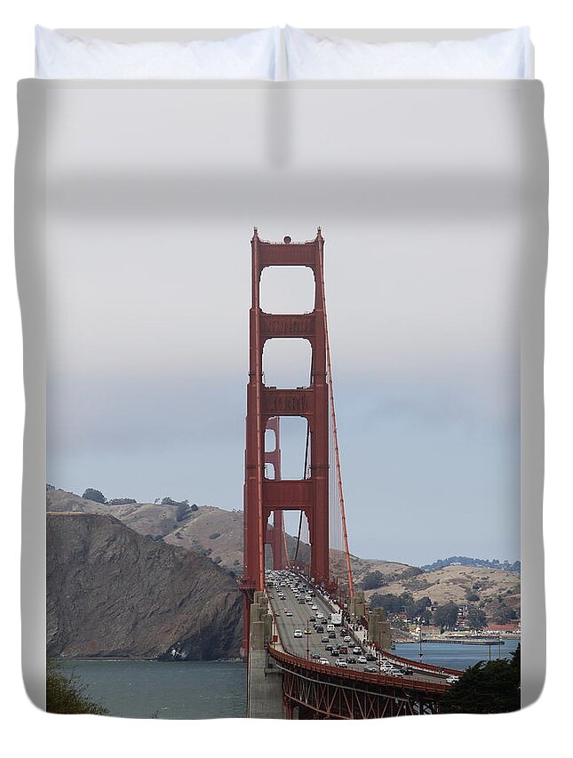 Golden Gate Duvet Cover featuring the photograph Golden Gate Bridge by Christiane Schulze Art And Photography