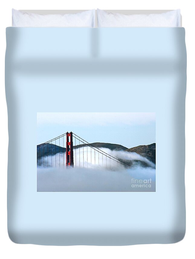 Clouds Duvet Cover featuring the photograph Golden Gate Bridge Clouds by Tap On Photo
