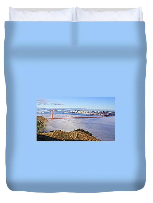 Golden Gate Bridge Duvet Cover featuring the photograph Golden Gate by Dave Files