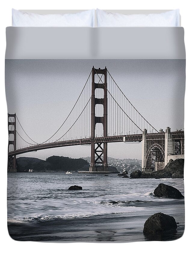 Golden Gate Bridge Duvet Cover featuring the photograph Golden Gate 1 by Robert Fawcett
