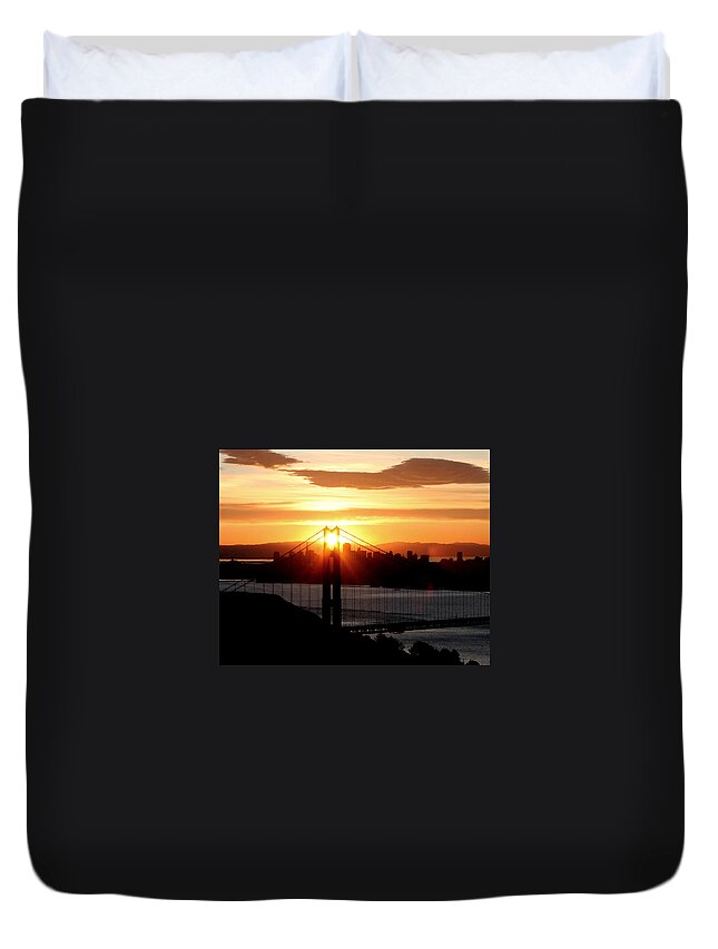 Golden Gate Duvet Cover featuring the photograph Golden Gate Sunrise 12-2-11 by Christopher McKenzie