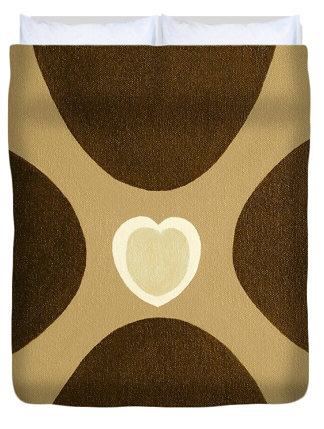All Products Duvet Cover featuring the painting Golden Heart 3 by Lorna Maza