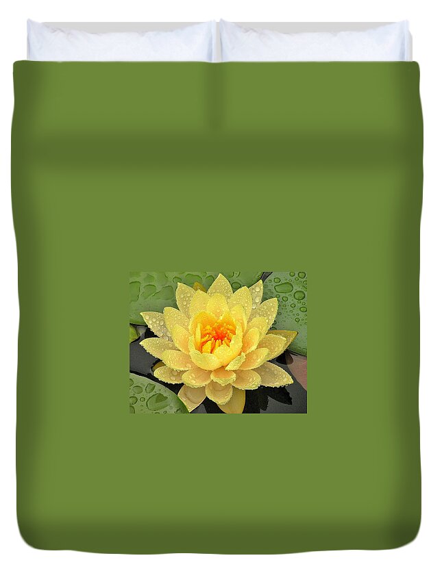 Lily Duvet Cover featuring the photograph Golden Lily by Kim Bemis