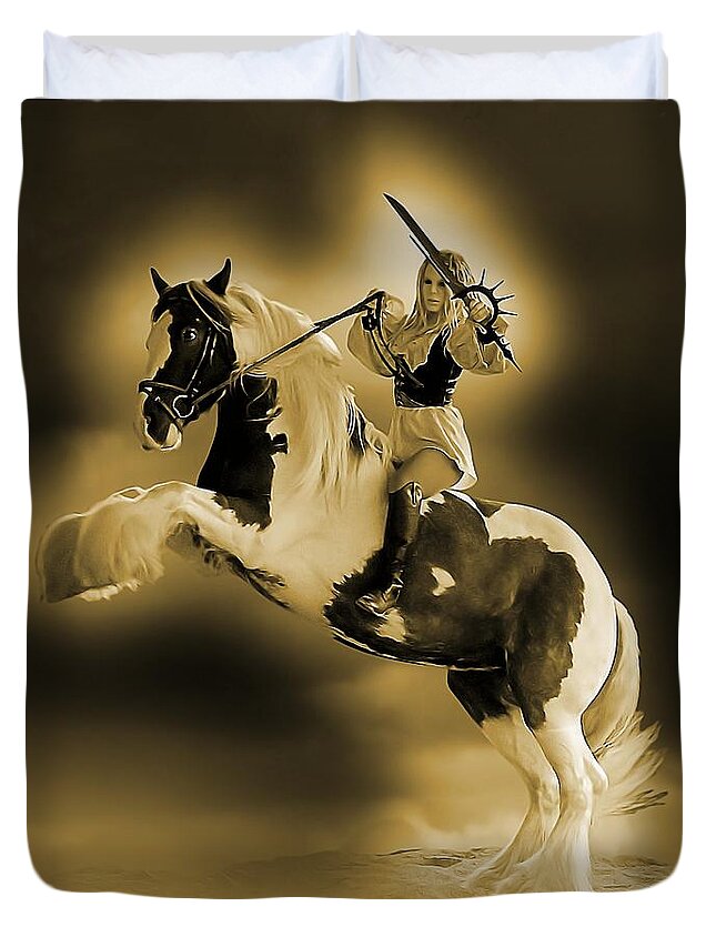 Sexy Duvet Cover featuring the photograph Golden Rider by Jon Volden
