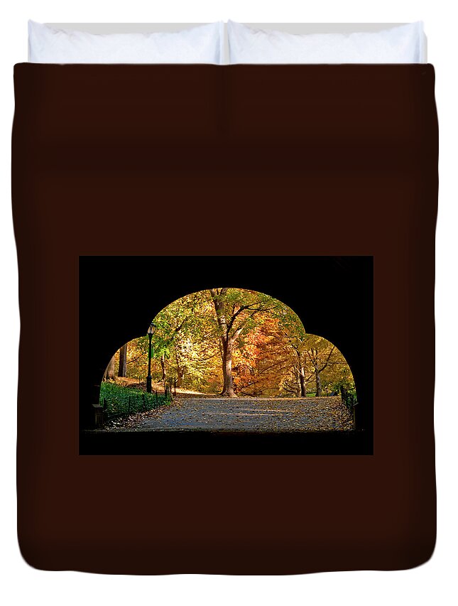 Central Park Duvet Cover featuring the photograph Golden Underpass by S Paul Sahm