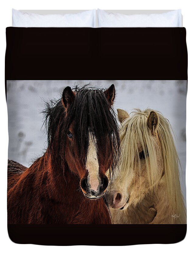 Horse Duvet Cover featuring the photograph Good Friends by Everet Regal