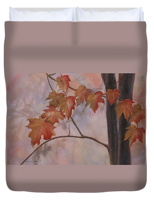 Maple Leaves Duvet Cover featuring the painting Good Morning Maple by Heather Gallup