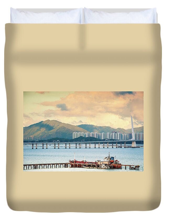 Outdoors Duvet Cover featuring the photograph Good Morning Shenzhen & Hong Kong by Capturing A Second In Life, Copyright Leonardo Correa Luna