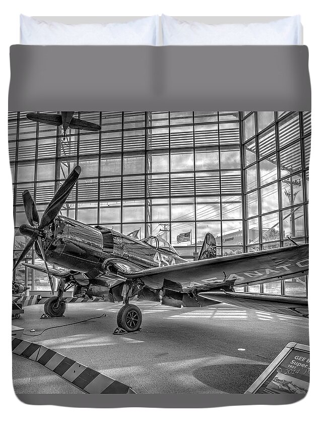 Hdr Duvet Cover featuring the photograph Goodyear F2G1 Super Corsair by Jim Thompson