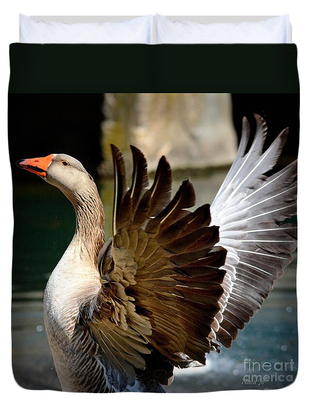 Nature Duvet Cover featuring the photograph Goose Feathers by Nava Thompson
