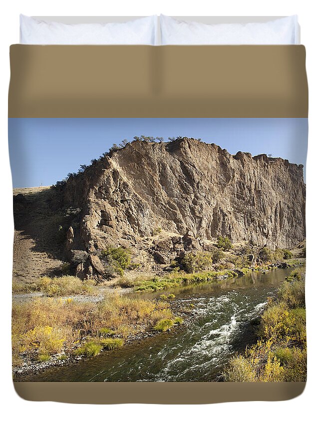Feb0514 Duvet Cover featuring the photograph Goose Rock Above John Day River Oregon by Michael Durham