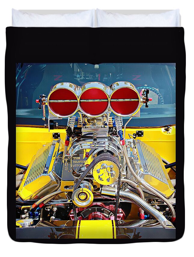 Chevy Rs Z28 Pro Street Duvet Cover featuring the photograph 1000 HP Pro Street Z28 by Aaron Berg