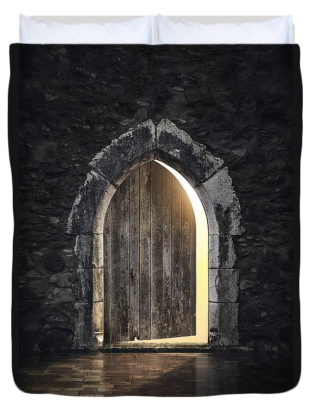Dungeon Duvet Cover featuring the photograph Gothic Light by Carlos Caetano