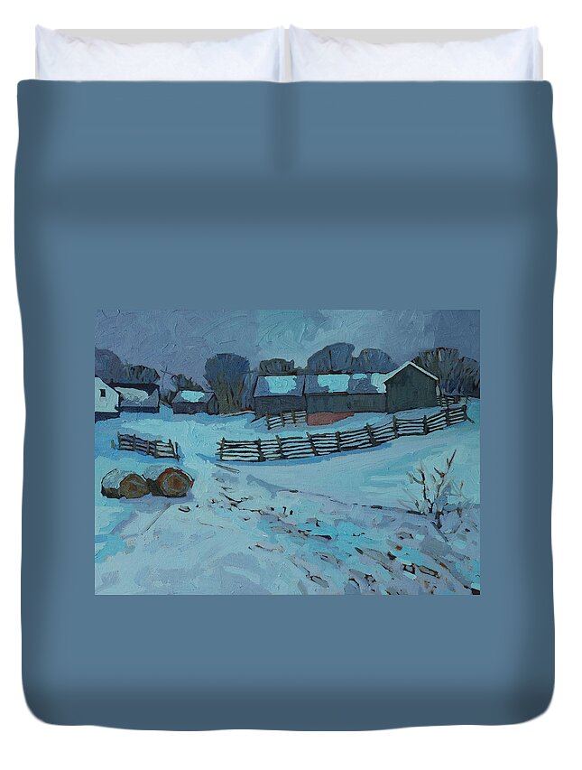 Chadwick Duvet Cover featuring the painting Grady Road Farm by Phil Chadwick