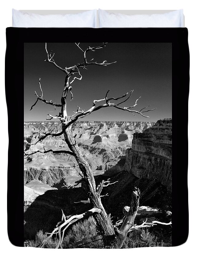 Grand Canyon Bw Duvet Cover featuring the photograph Grand Canyon BW by Patrick Witz