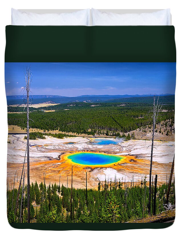 Grand Prismatic Spring Duvet Cover featuring the photograph Grand Prismatic Spring 2013 by Greg Norrell