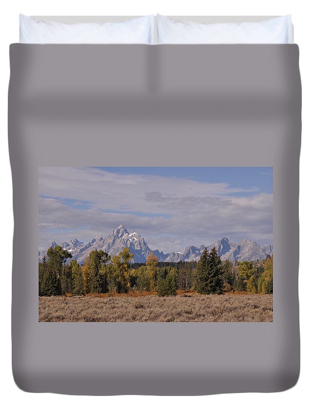 Mountains Duvet Cover featuring the photograph Grand Teton by Frank Madia