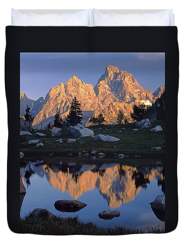 Mt. Owen Duvet Cover featuring the photograph 1M9376-Grand Teton Reflect 2 by Ed Cooper Photography