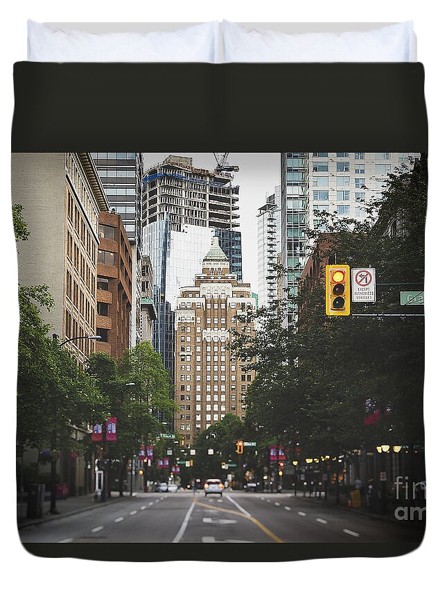 Photography Duvet Cover featuring the photograph Granville street by Ivy Ho