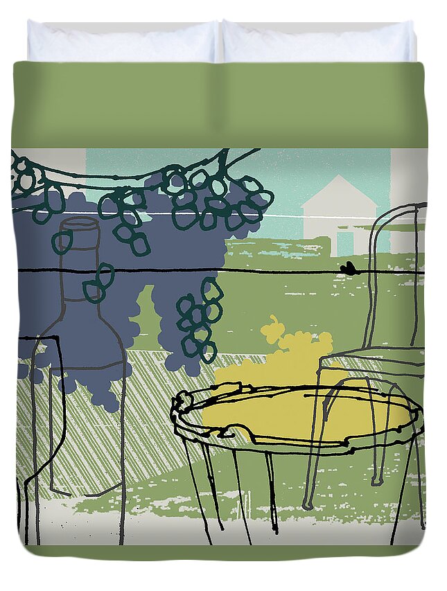 Absence Duvet Cover featuring the photograph Grapes Growing On Grapevine by Ikon Ikon Images