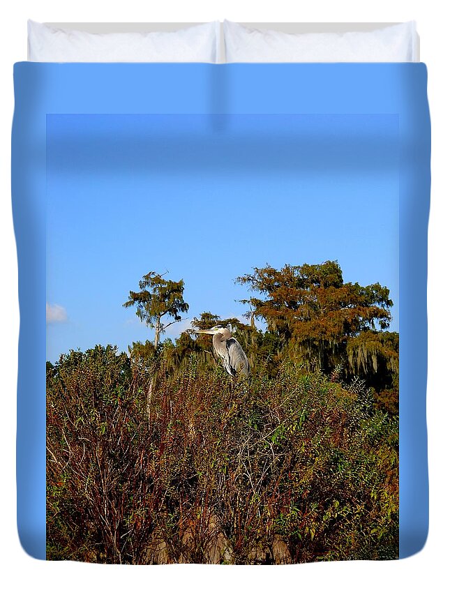 Great Blue Heron Duvet Cover featuring the photograph Great Blue Heron by Beth Vincent