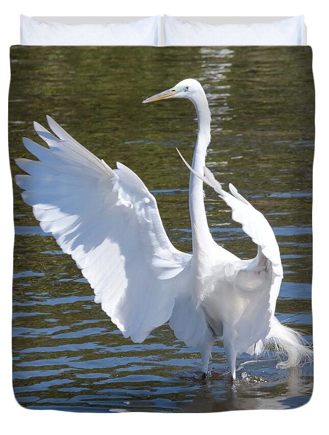 Great Egret Duvet Cover featuring the photograph Great Egret Symphony by Carol Groenen