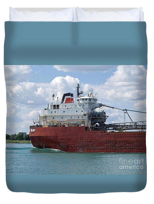 Freighter Duvet Cover featuring the photograph Great Lakes Transport by Ann Horn