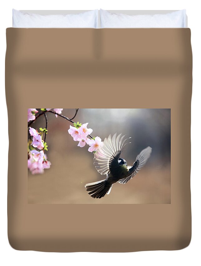 Songbird Duvet Cover featuring the photograph Great Tit by By Giseong Na