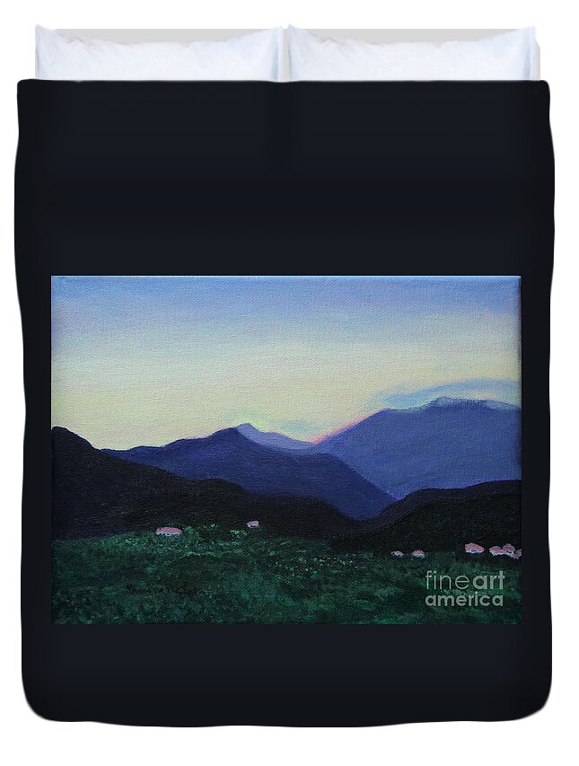 Greece Duvet Cover featuring the painting Greek Countryside by Marina McLain