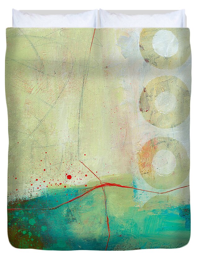 Acrylic Duvet Cover featuring the painting Green and Red 2 by Jane Davies