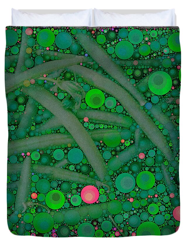 Circles Duvet Cover featuring the digital art Green Beans by Dorian Hill