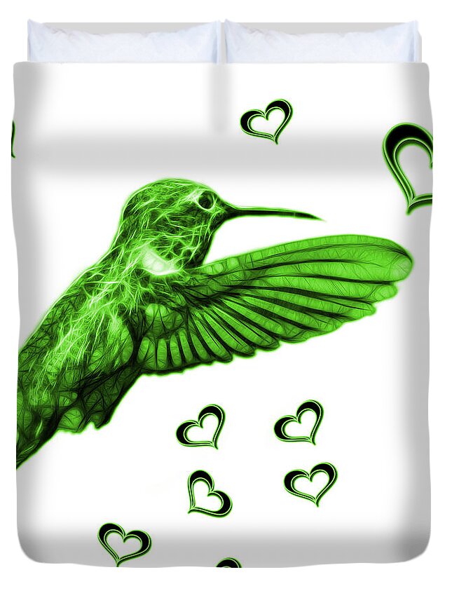 Hummingbird Duvet Cover featuring the digital art Green Hummingbird - 2055 F S M by James Ahn