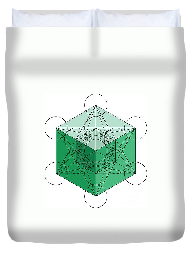 Metatron Duvet Cover featuring the digital art Green Hypercube by Steven Dunn