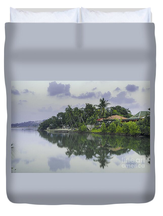 Michelle Meenawong Duvet Cover featuring the photograph Green Reflections by Michelle Meenawong