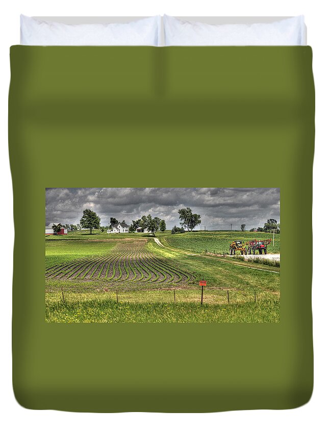 Iowa Duvet Cover featuring the photograph Green Rows of Iowa by J Laughlin