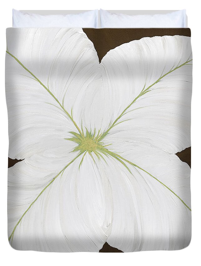 Flower Duvet Cover featuring the painting Green Spice by Tamara Nelson