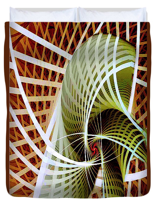 Art Duvet Cover featuring the digital art Green Weave by Rafael Salazar