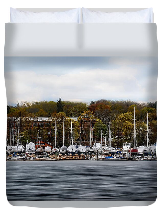 Rhode Island Duvet Cover featuring the photograph Greenwich Harbor by Lourry Legarde