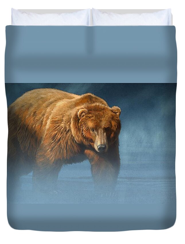 #faatoppicks Duvet Cover featuring the digital art Grizzly Encounter by Aaron Blaise