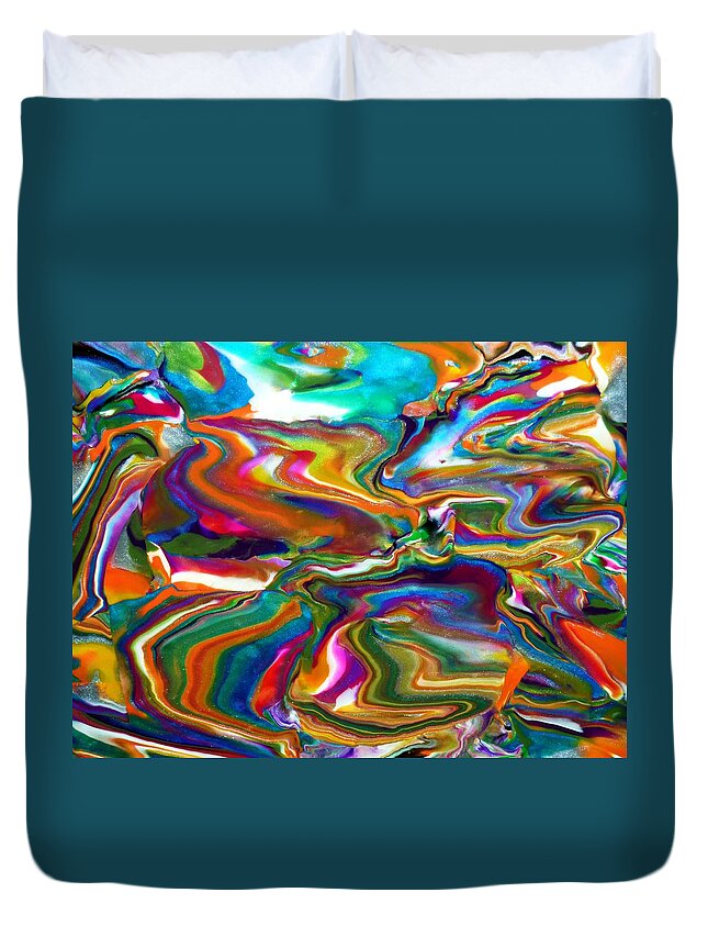 Abstract Duvet Cover featuring the mixed media Groovy by Deborah Stanley