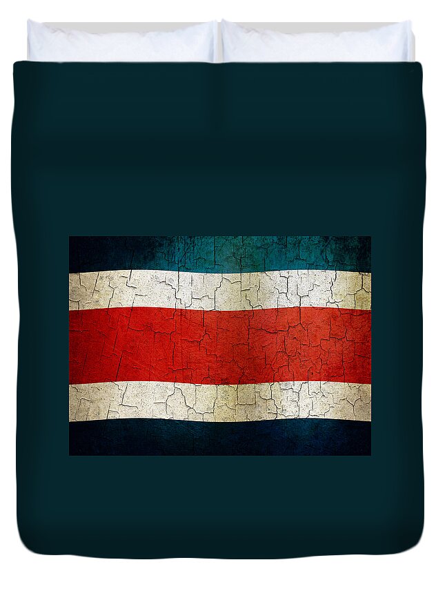 Aged Duvet Cover featuring the digital art Grunge Costa Rica flag by Steve Ball