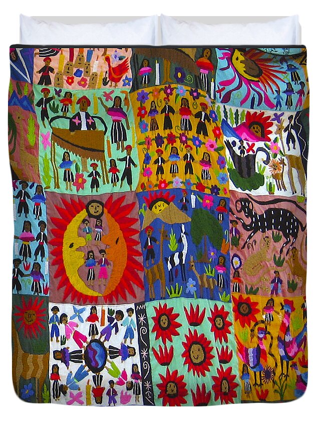 Folk Art Duvet Cover featuring the photograph Guatemala Folk Art Quilt by Kurt Van Wagner