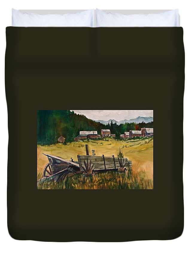 Ashcroft Duvet Cover featuring the painting Guess We'll Settle Here I by Frank SantAgata