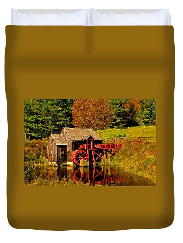 Guildhall Grist Mill Duvet Cover featuring the photograph Guildhall Grist Mill by Liz Mackney
