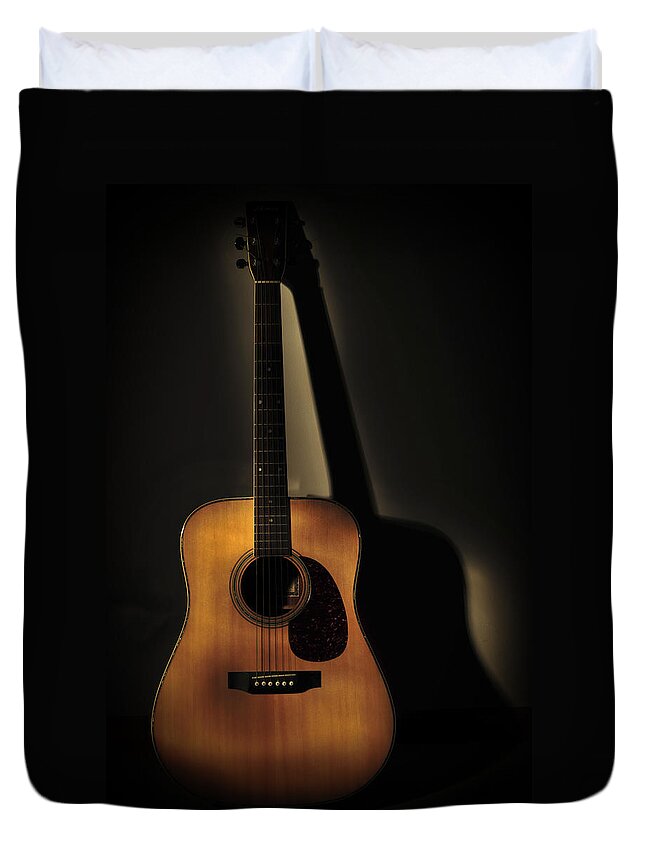Guitar Duvet Cover featuring the photograph Guitar by Terry DeLuco