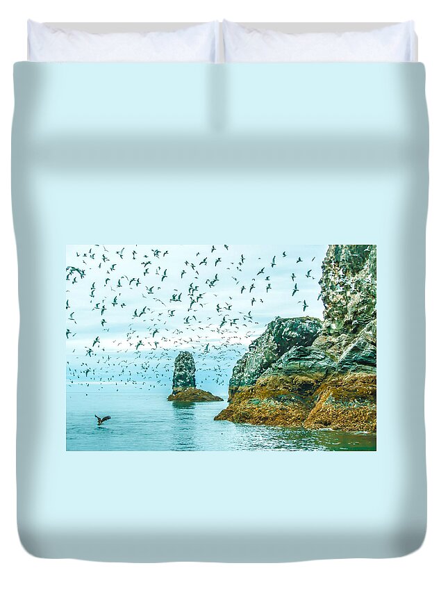 Fine Art Duvet Cover featuring the photograph Gull Island by Debra Miller
